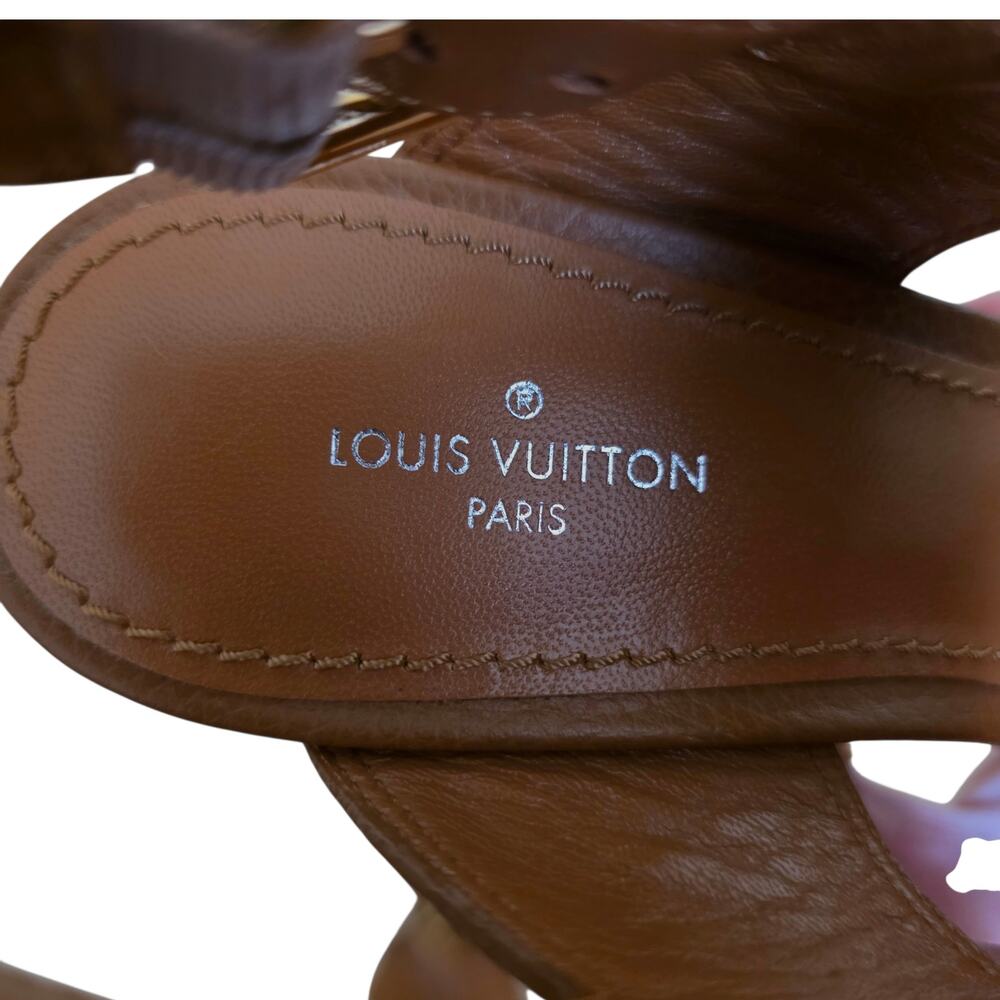 Louis Vuitton Horizon Brown Leather Slingback Platform Sandals IT 36.5 US 6.5 - Picture 10 of 12